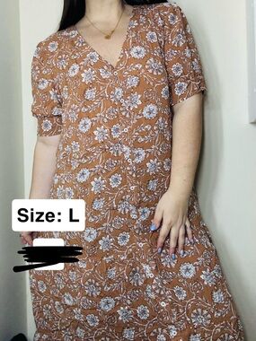 Floral V-Neck Maxi Dress in Rust